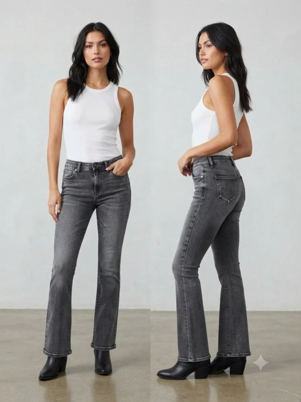 Bamboo Stretch Black Faded Bootleg Women's Jeans - Size 9